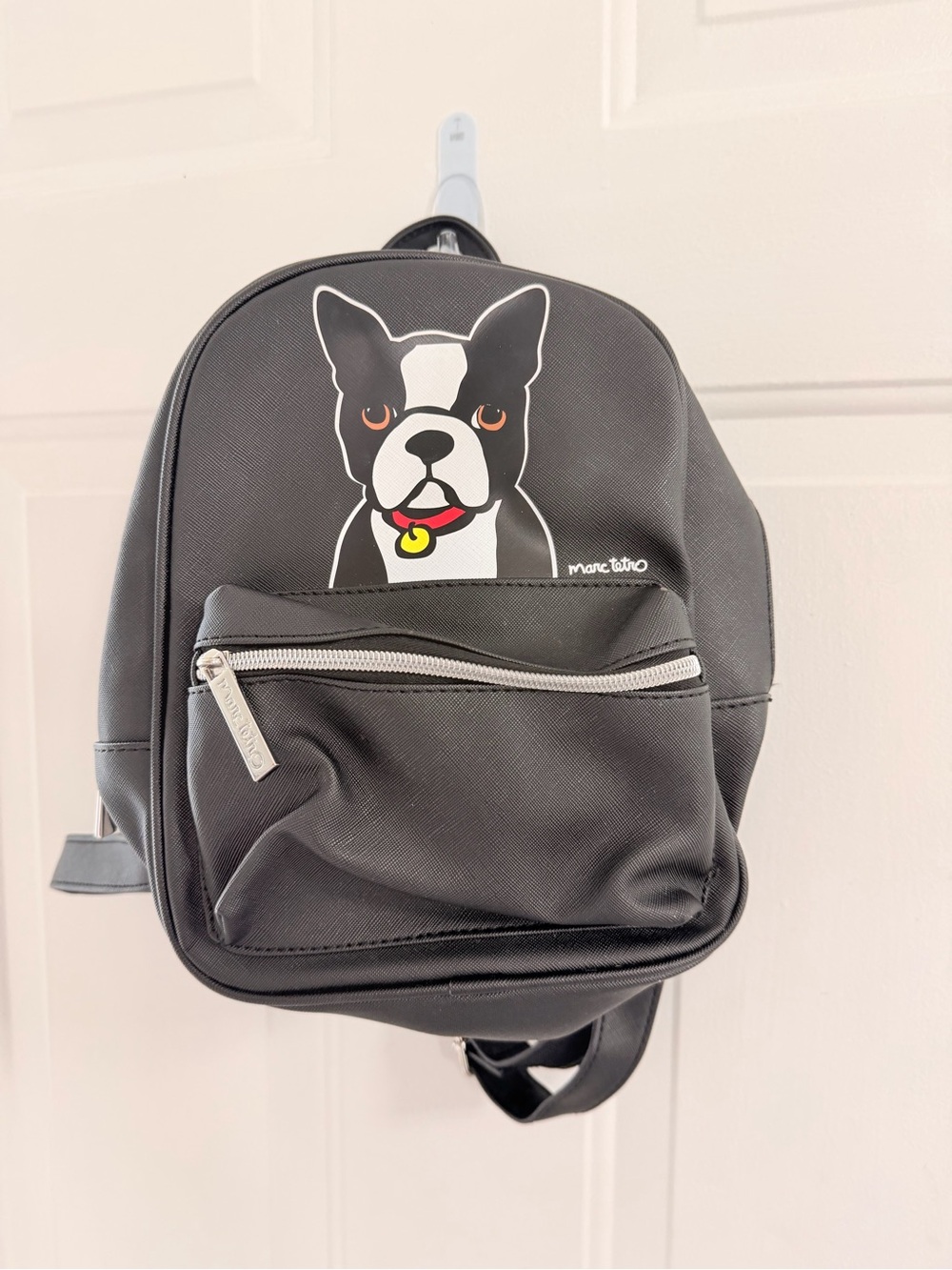 Marc Tetro, Black Faux-Leather Dog Print Mini Backpack - Picture 4 of 6